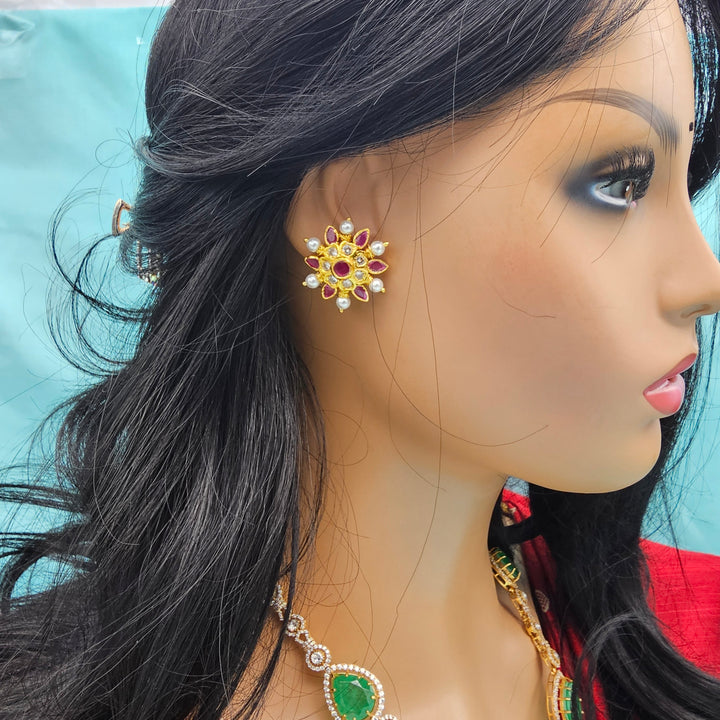 Silver Ruby Studs