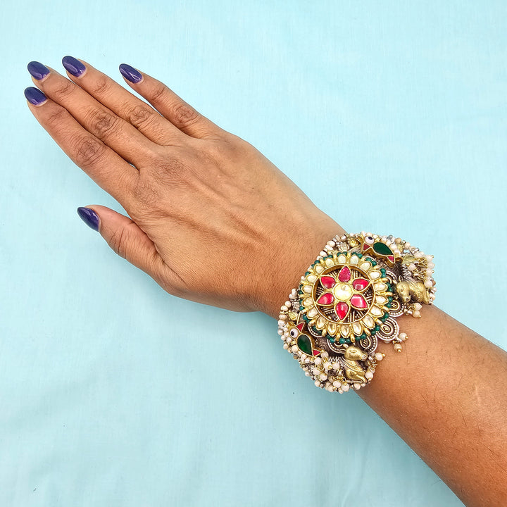 Dual tone  Kundan Bracelet
