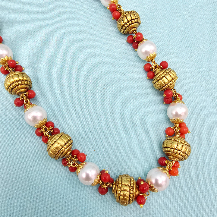 Nakshi Coral Pearl Chain