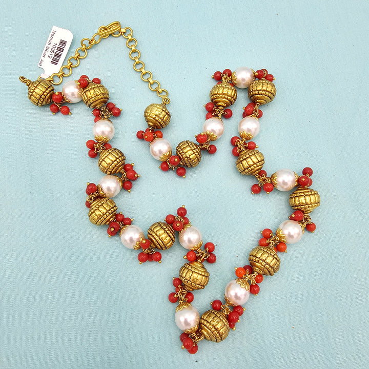 Nakshi Coral Pearl Chain