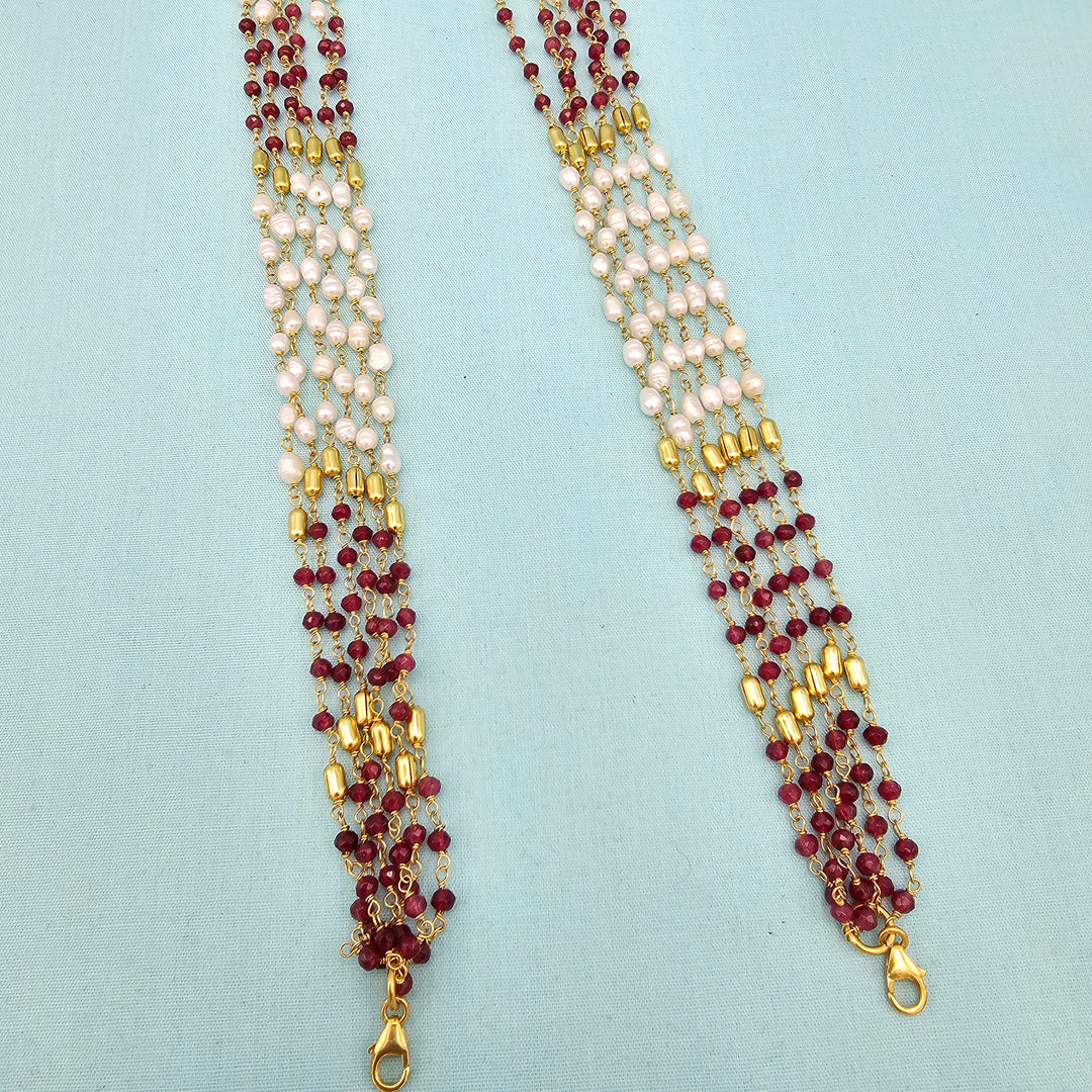 Red Rice pearls Chain