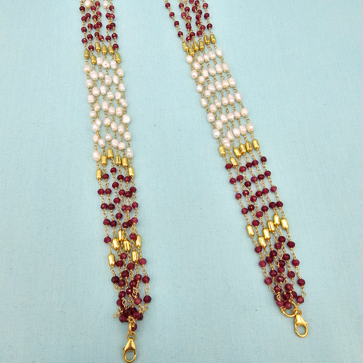 Red Rice pearls Chain