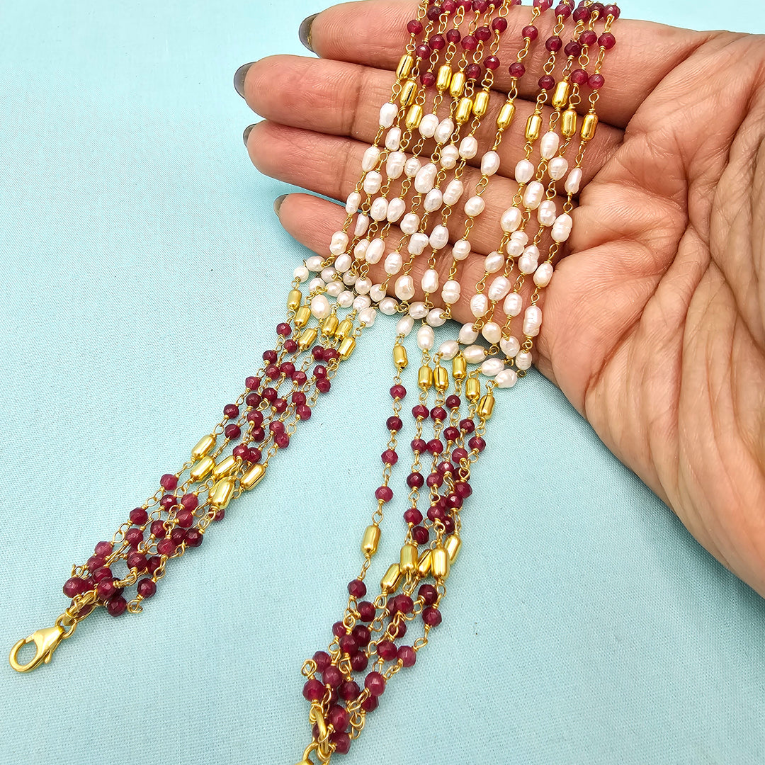 Red Rice pearls Chain