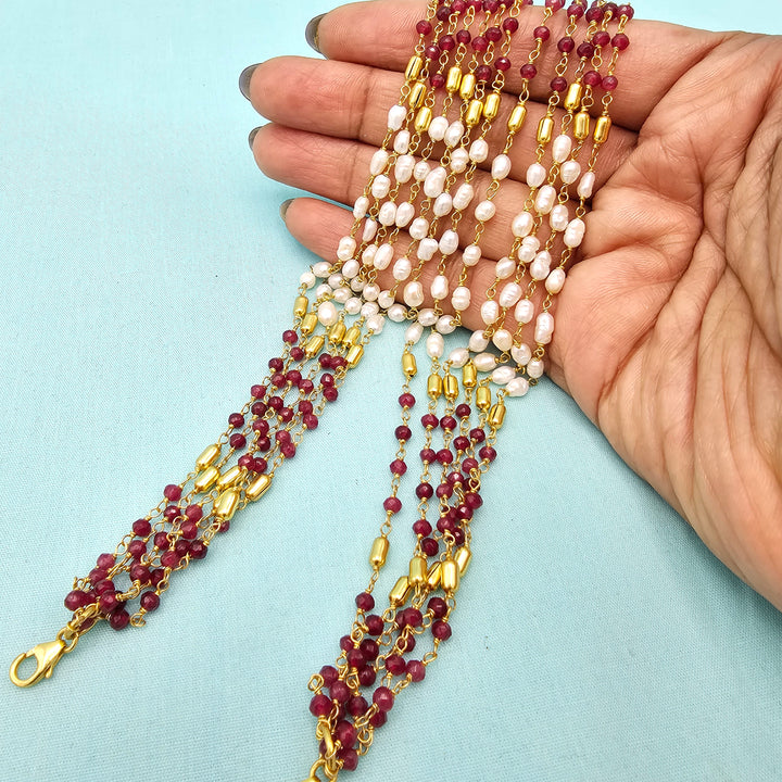 Red Rice pearls Chain