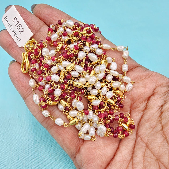 Red Rice pearls Chain