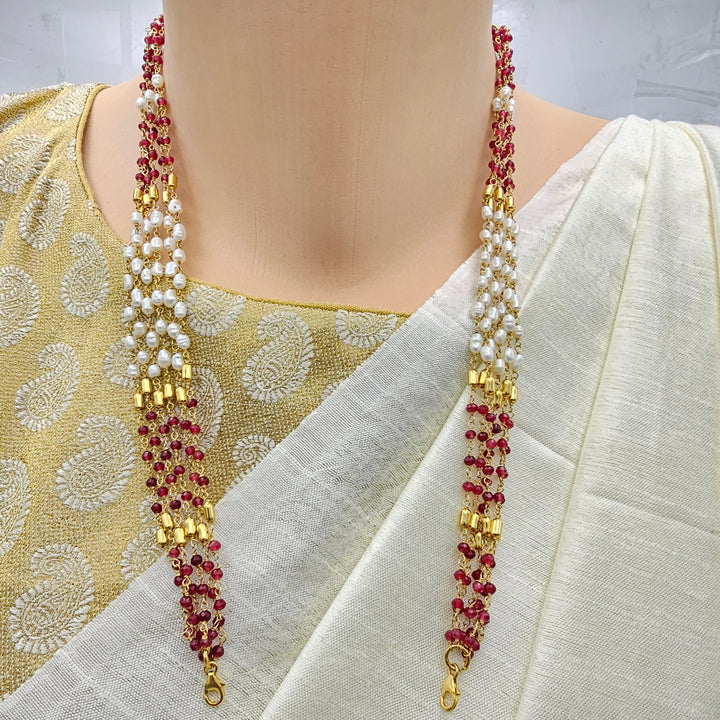 Red Rice pearls Chain