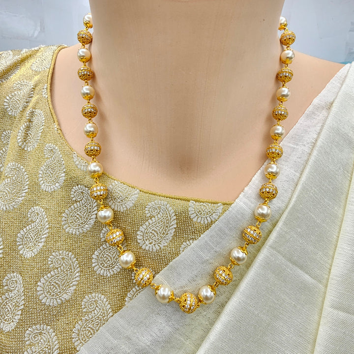 Rich CZ ball Silver Chain