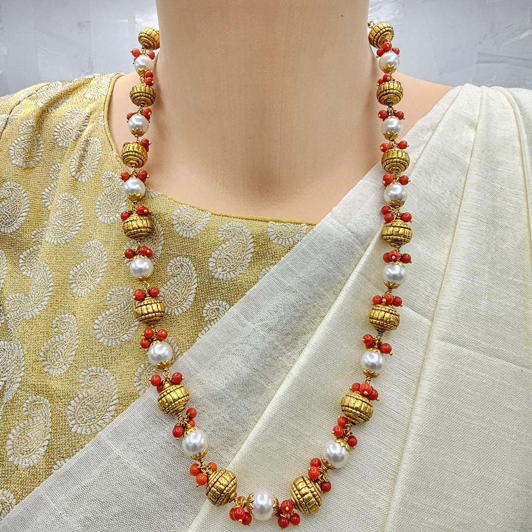 Nakshi Coral Pearl Chain
