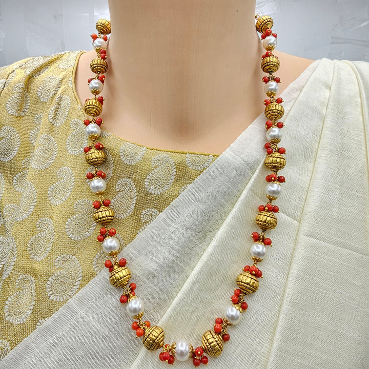 Nakshi Coral Pearl Chain