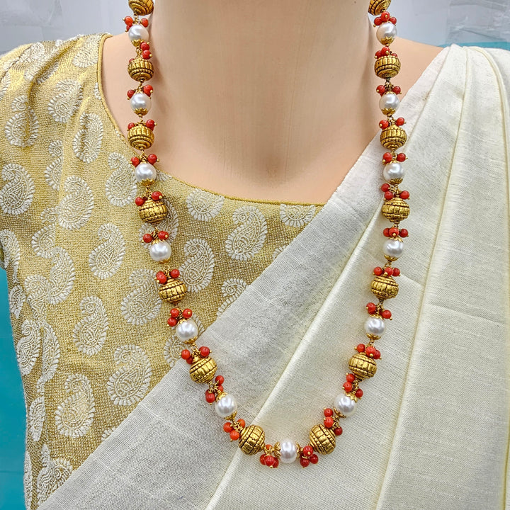 Nakshi Coral Pearl Chain