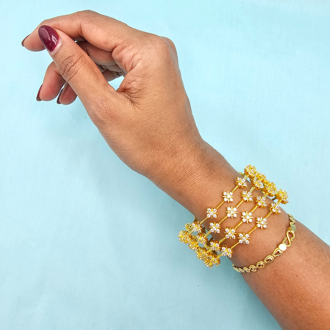White CZ Stone Bangles