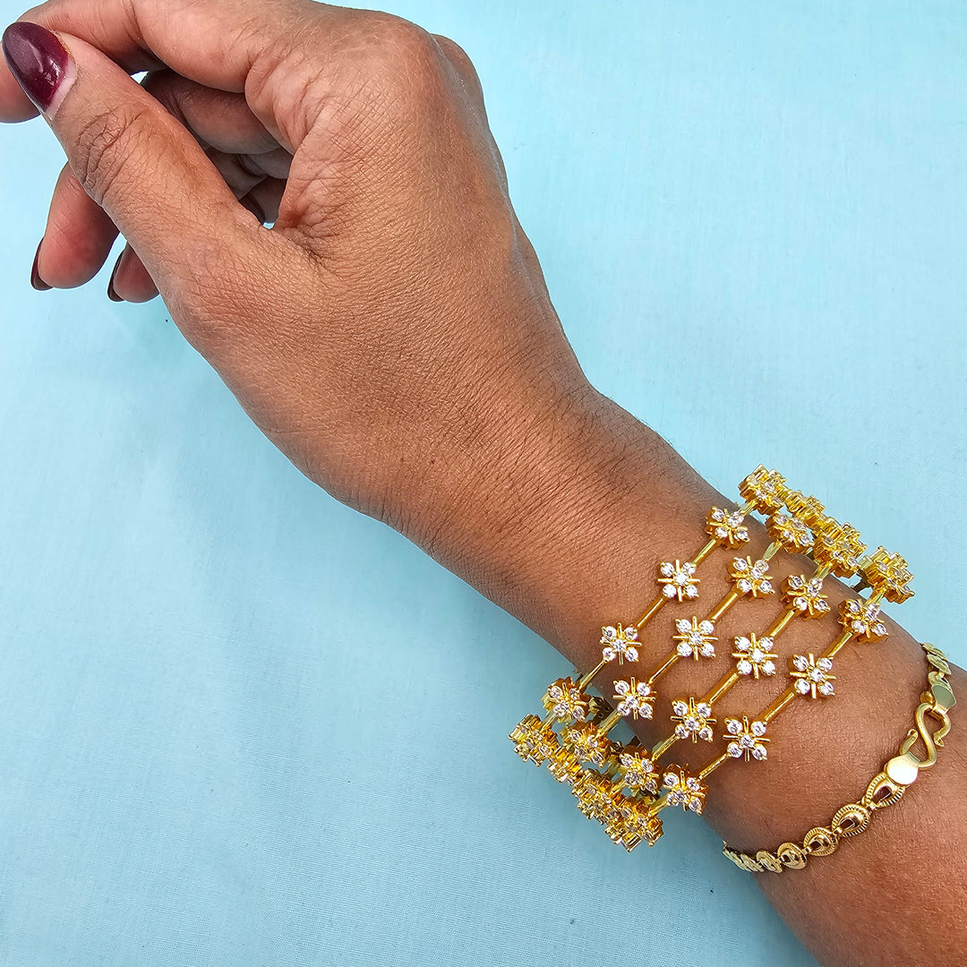 White CZ Stone Bangles