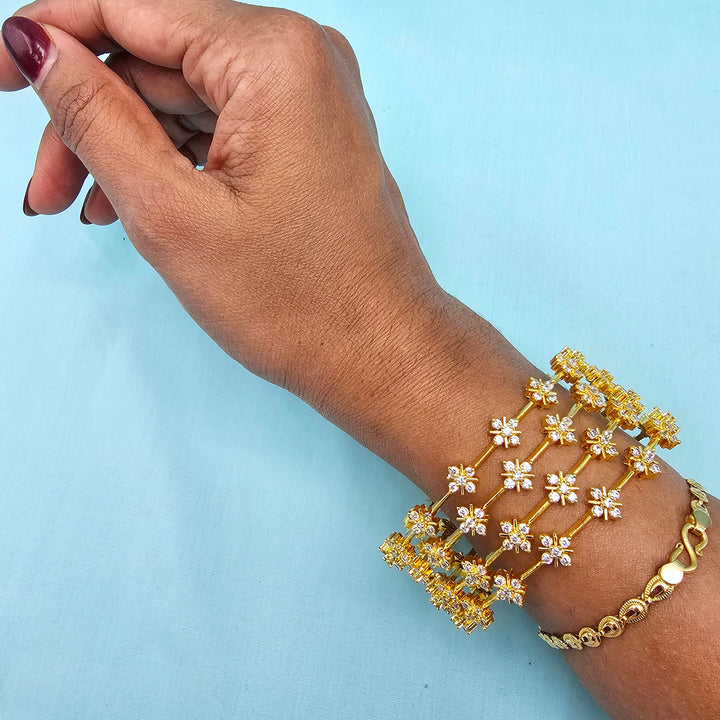 White CZ Stone Bangles