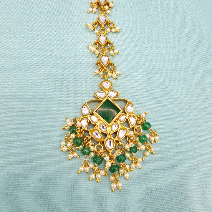 Green Silver Kundan Tikka