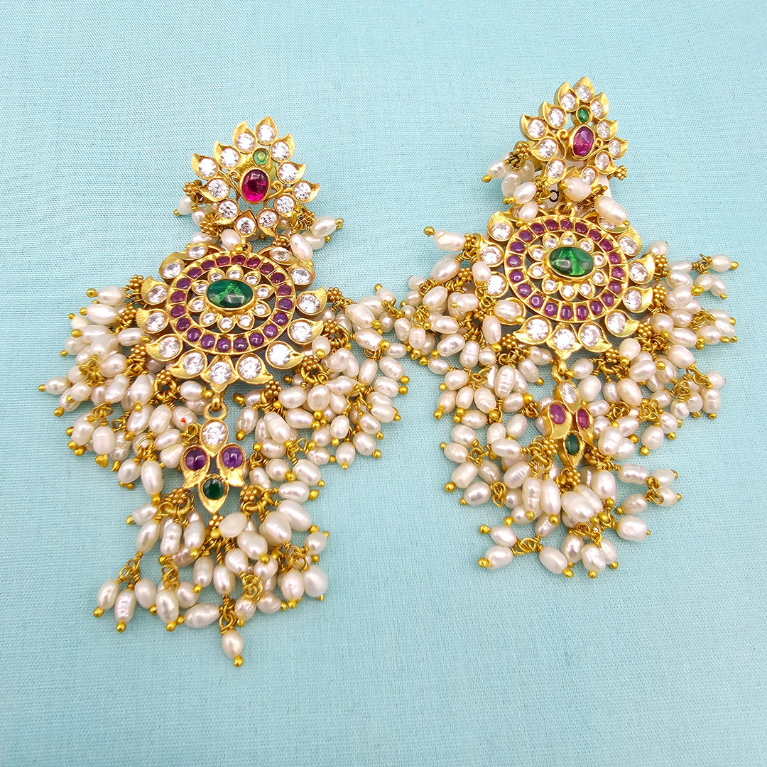 Silver CZ Nakshi Jhumka