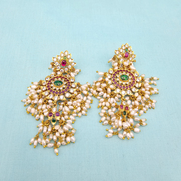 Silver CZ Nakshi Jhumka