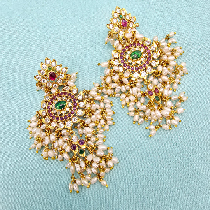 Silver CZ Nakshi Jhumka