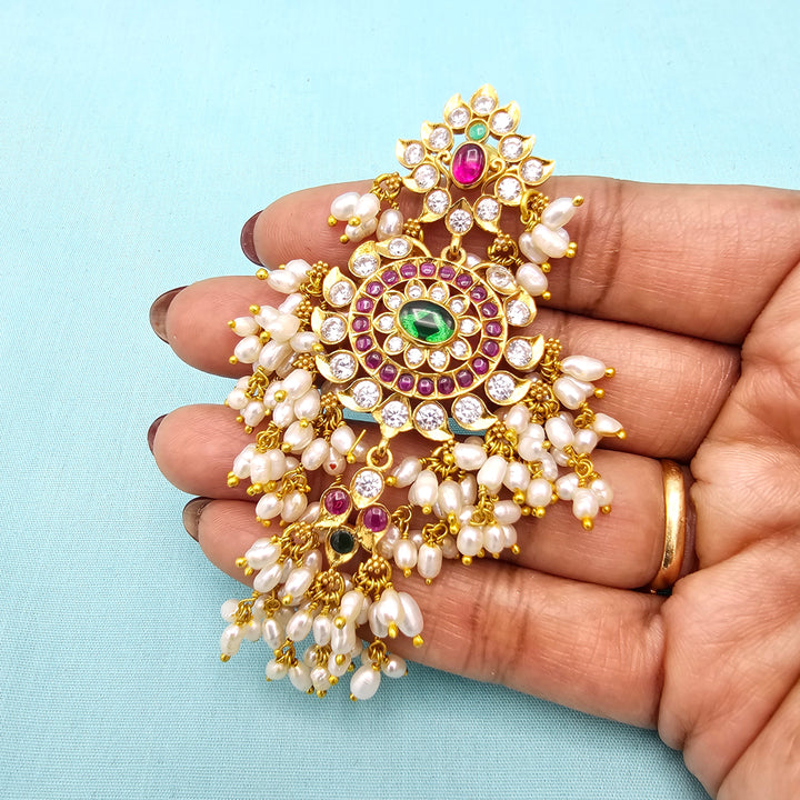 Silver CZ Nakshi Jhumka