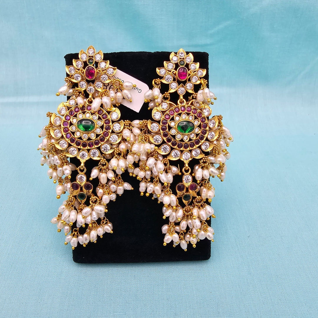 Silver CZ Nakshi Jhumka