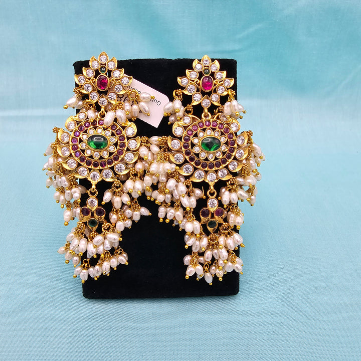 Silver CZ Nakshi Jhumka