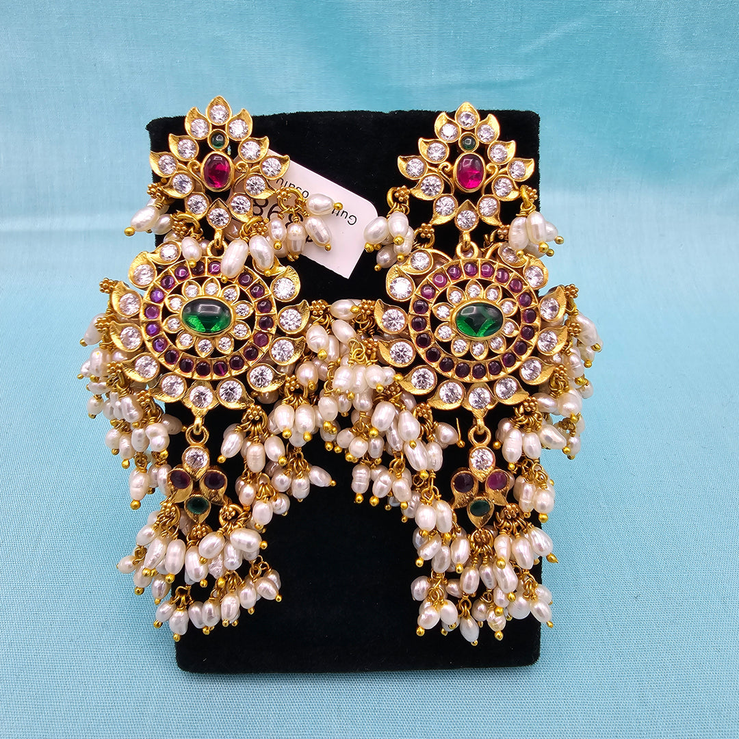 Silver CZ Nakshi Jhumka