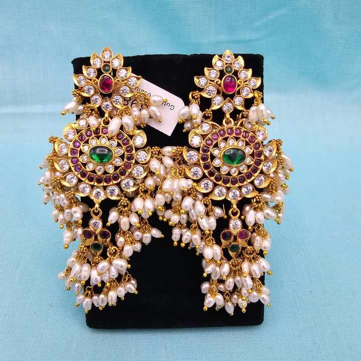 Silver CZ Nakshi Jhumka