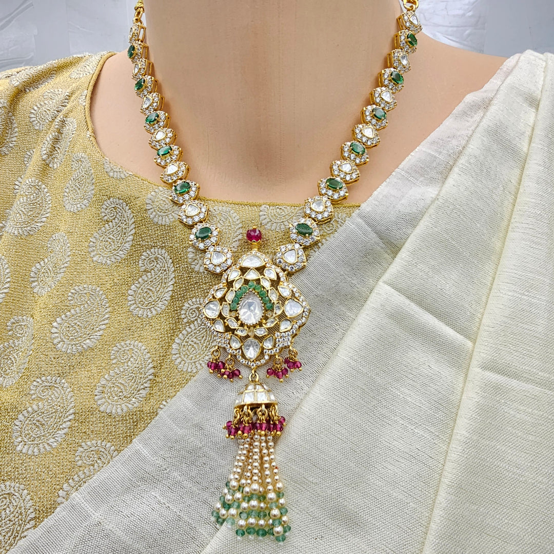 Moissanite tassel necklace