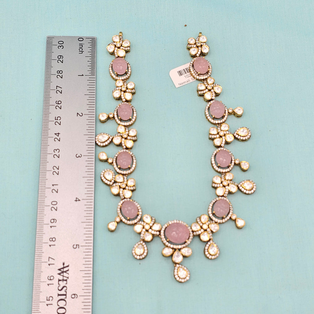 Silver Rose quarts necklace