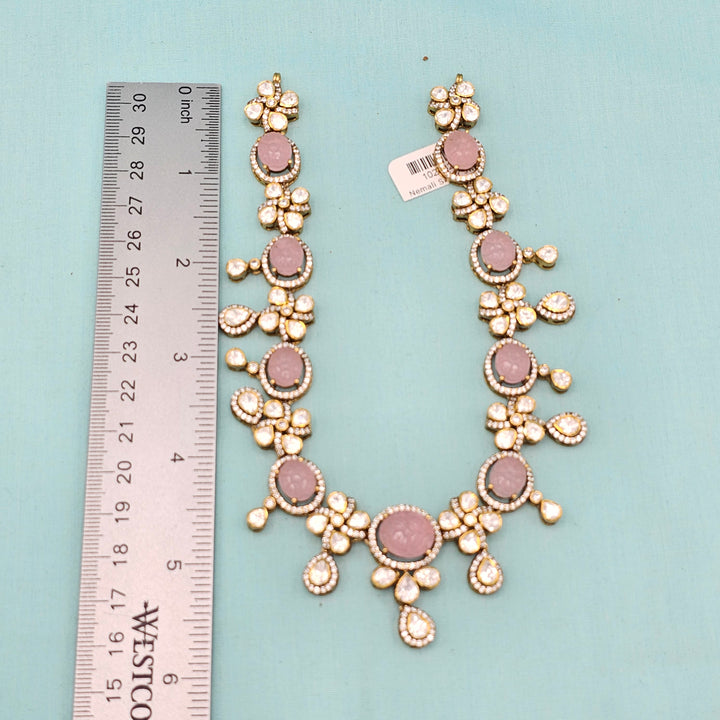 Silver Rose quarts necklace