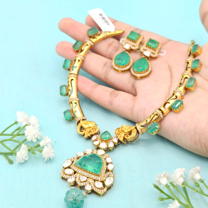 Polki Green Necklace set