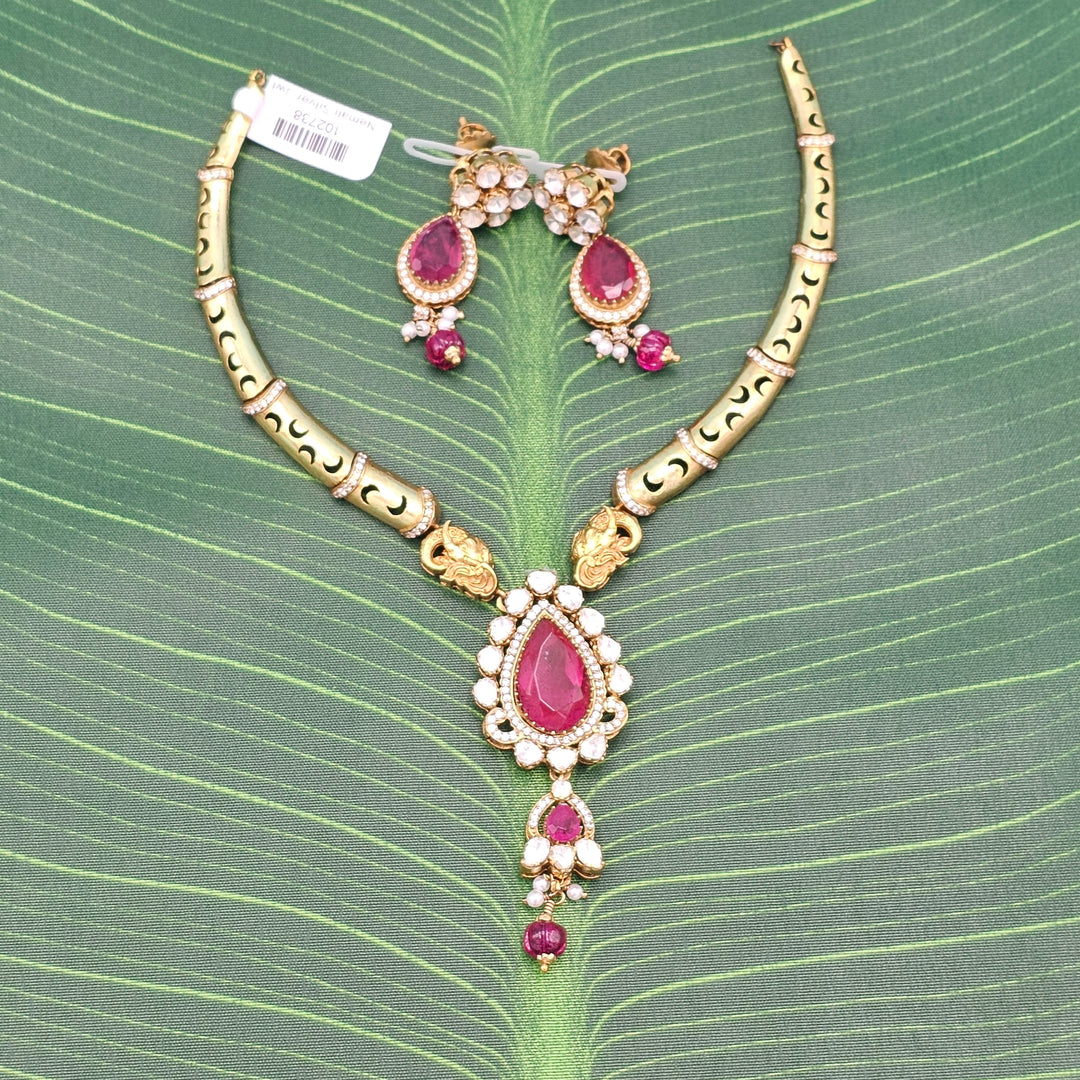 Coral moissanite necklace