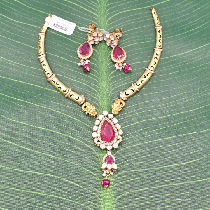 Coral moissanite necklace