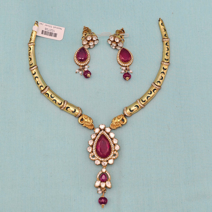 Coral moissanite necklace