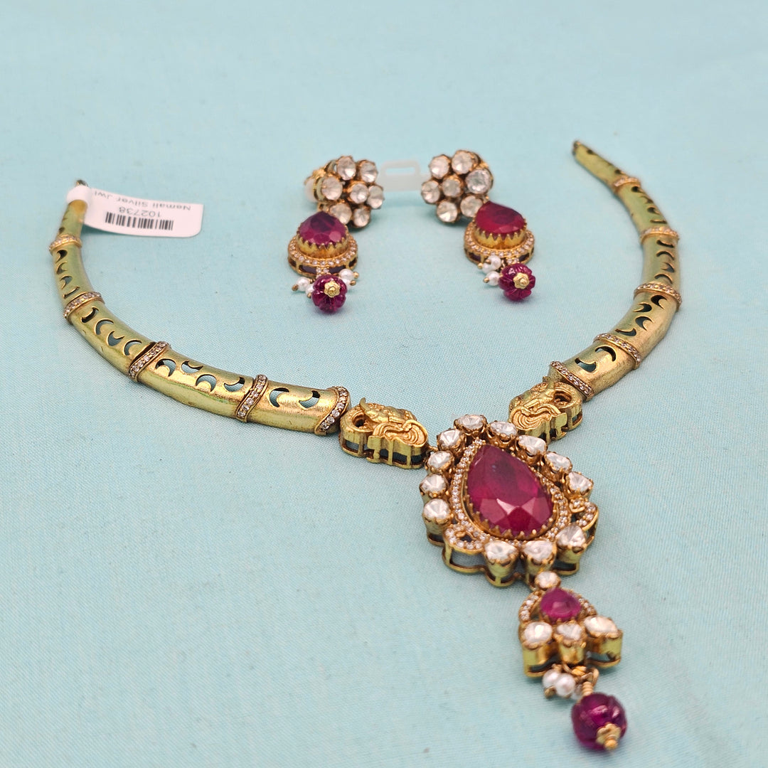 Coral moissanite necklace