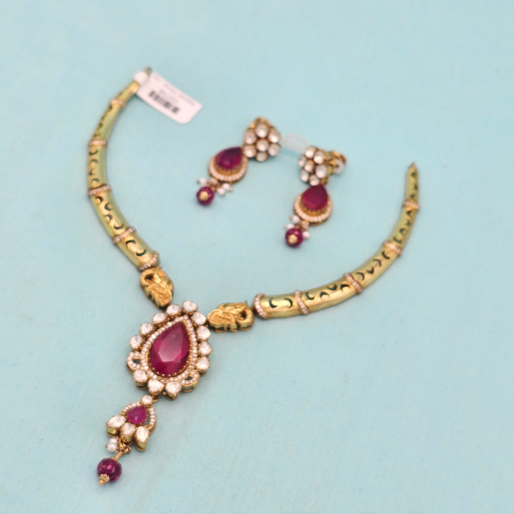 Coral moissanite necklace