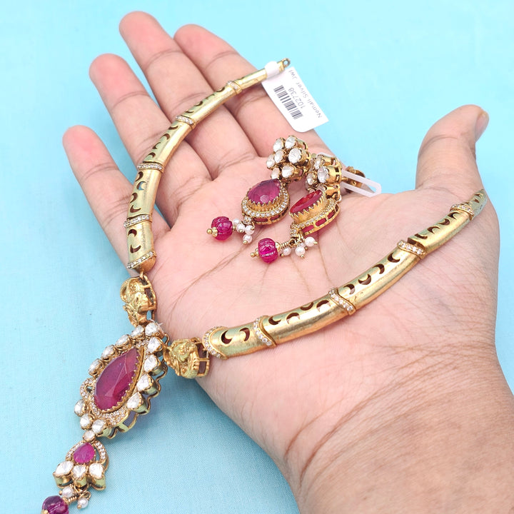 Coral moissanite necklace