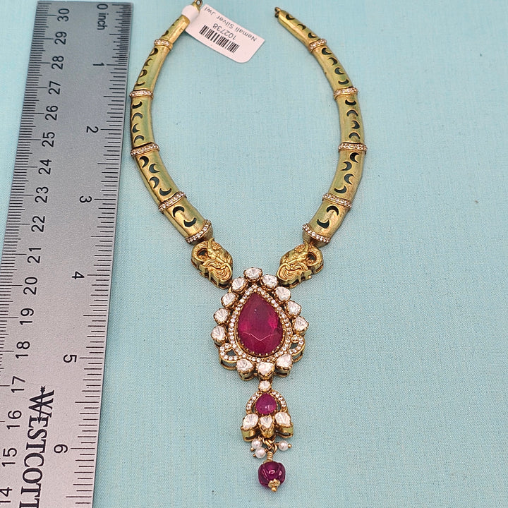 Coral moissanite necklace