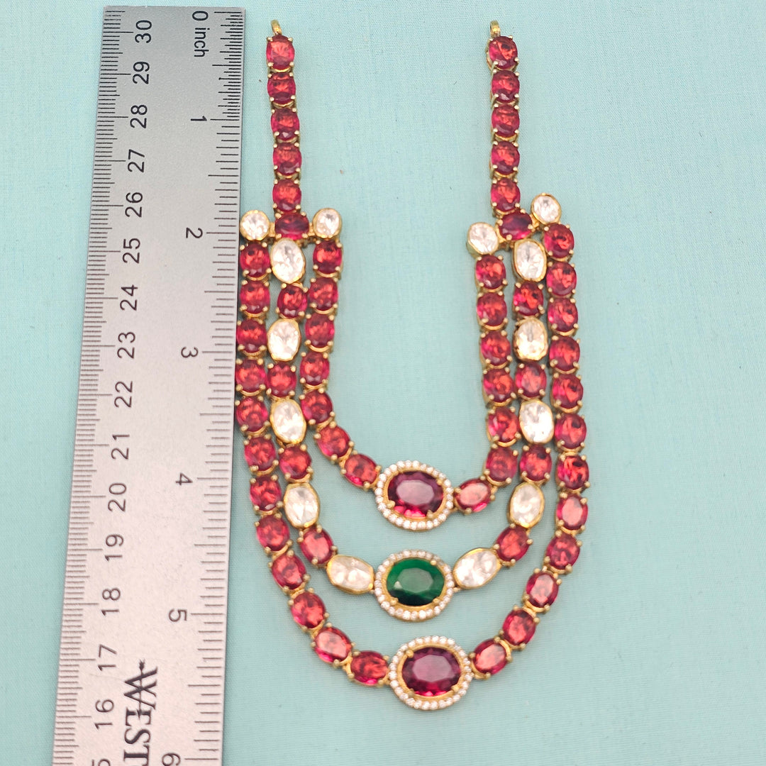 Silver Red stones set