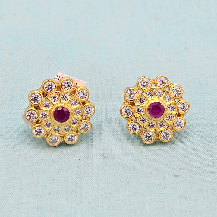 CZ Pink Ruby Studs