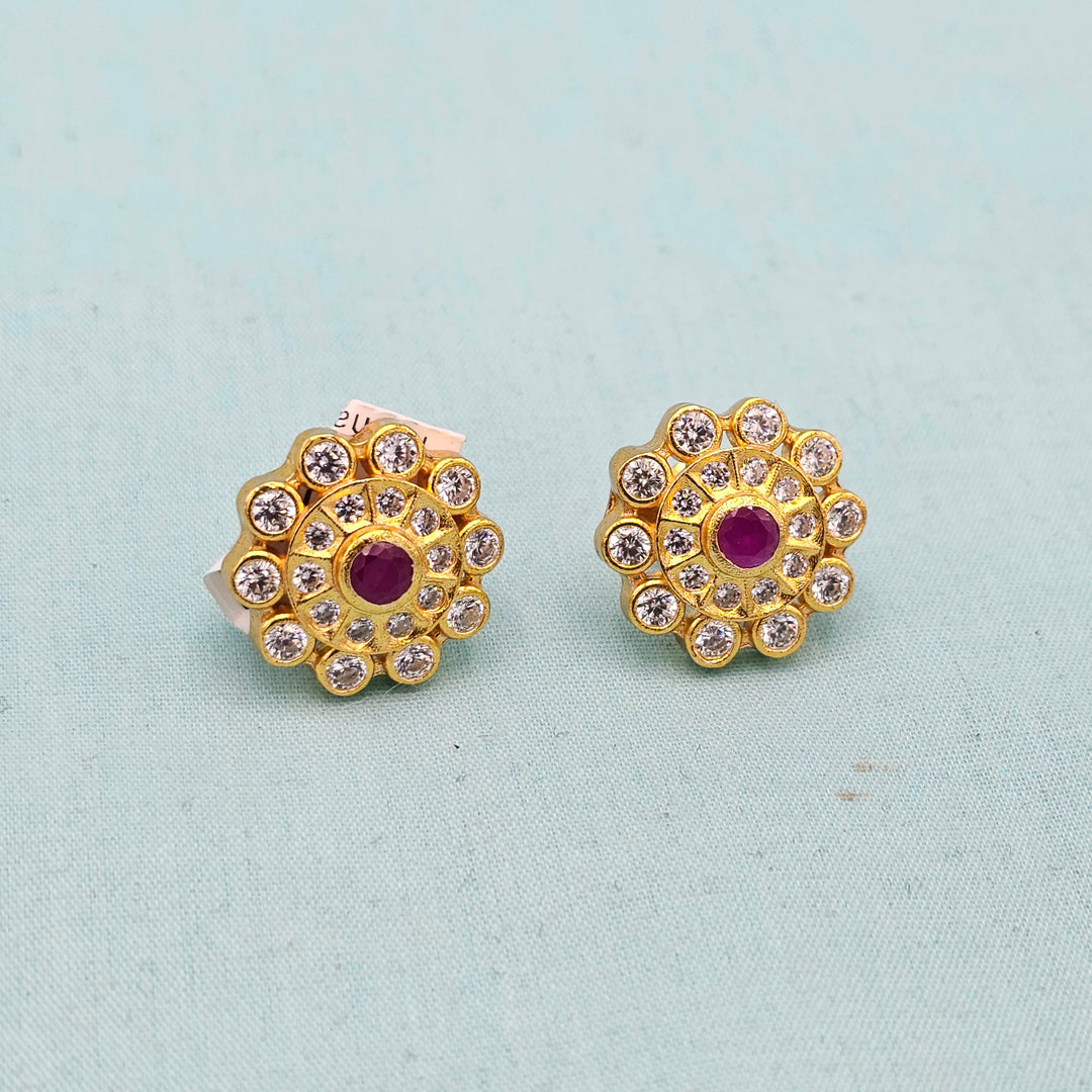 CZ Pink Ruby Studs