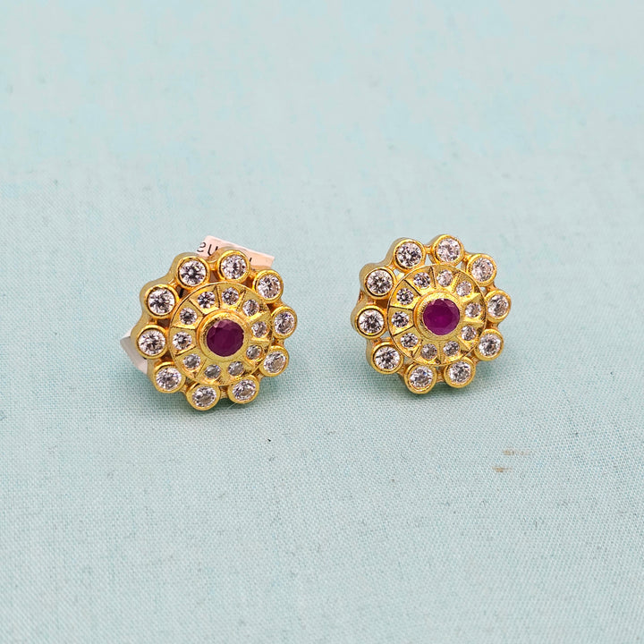 CZ Pink Ruby Studs
