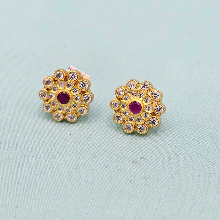 CZ Pink Ruby Studs