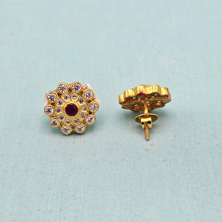 CZ Pink Ruby Studs