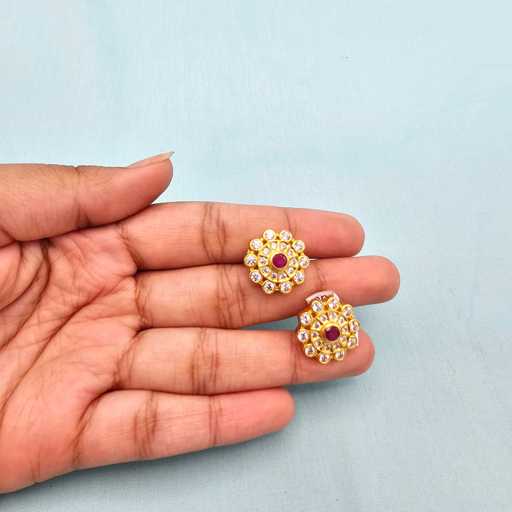 CZ Pink Ruby Studs