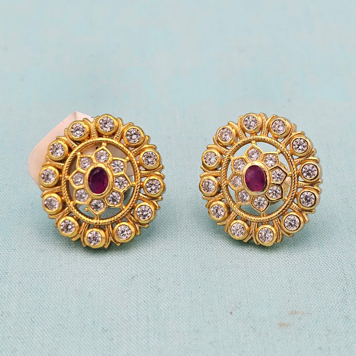 CZ Pink Ruby Studs