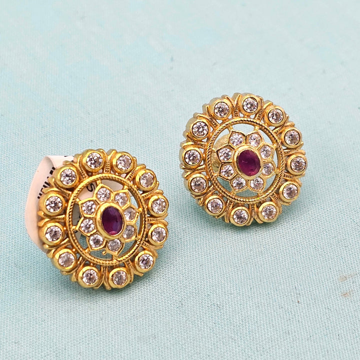 CZ Pink Ruby Studs