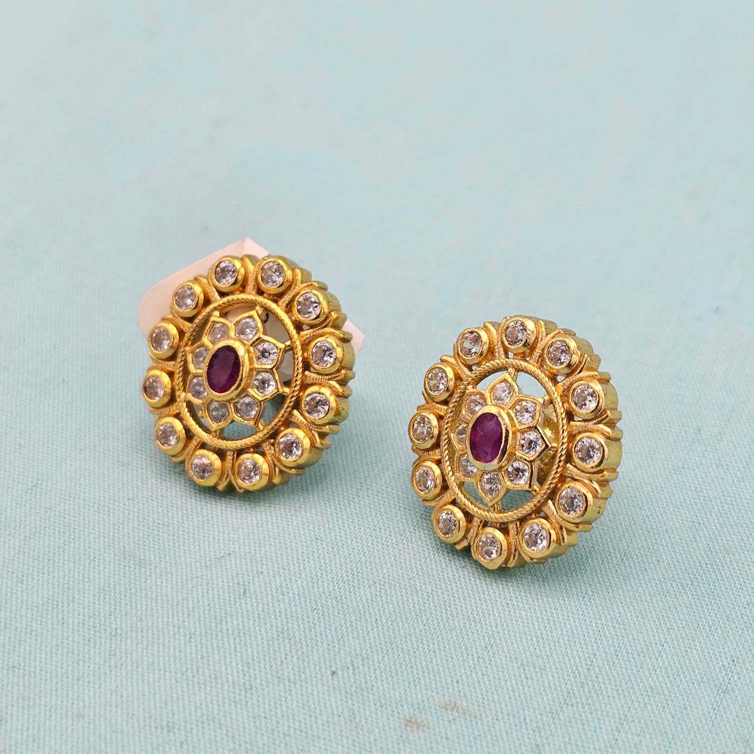 CZ Pink Ruby Studs