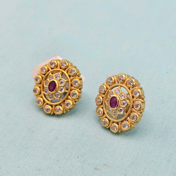 CZ Pink Ruby Studs