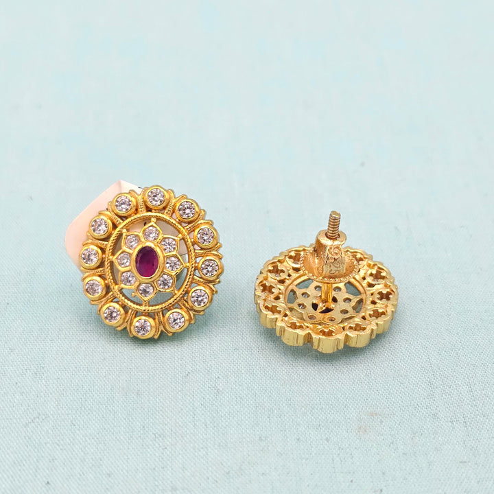 CZ Pink Ruby Studs