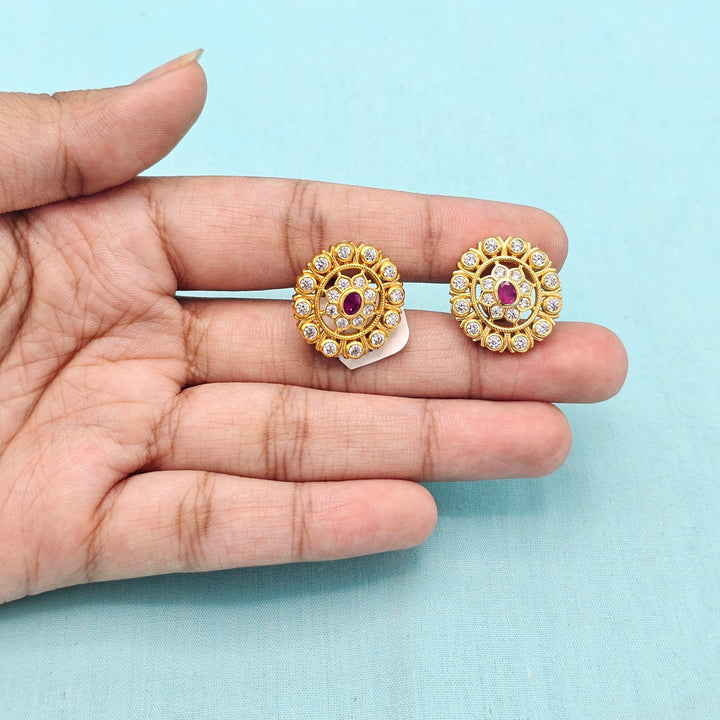 CZ Pink Ruby Studs